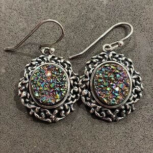 Druzy and 925 Silver Earrings